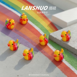 ของเล่นเป็ดสายรุ้ง Lanshuo ของเล่นอาบน้ำขนาดเล็ก ทำจากเรซิ่นอีพ็อกซี่ 3 มิติ สำหรับเด็กทุกเพศ อายุ 2-4 ปี ฤดูใบไม้ผลิ 2026 - Product Image 2
