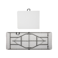 Maßgefertigter Günstiger Tragbarer Outdoor-Klapptisch 6ft Weißer Kunststoff Faltbarer Gartentisch Modernes Design für Essen Events Party