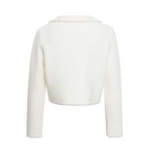Nuovo <span class=keywords><strong>Cardigan</strong></span> Corto <span class=keywords><strong>Bianco</strong></span> da <span class=keywords><strong>Donna</strong></span> 2026 - Colletto Peter Pan con Perle, Maglia Dolce e Corta - Product Image 5