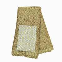 Tissu de dentelle guipure de luxe avec cordon et strass, en fil de polyester vert olive, broderie pour robes féminines