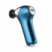 Pistolet de massage chauffant bleu portable avec 6 vitesses, 4 têtes, 3 niveaux de chaleur et indicateur LED pour la récupération sportive et la remise en forme
