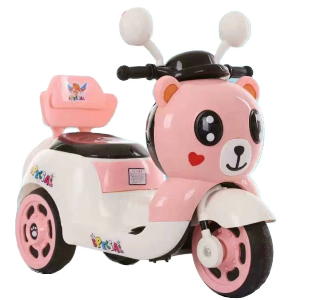 Net red bear children's electric motorcycle tricycle rechargeable girl toy car 1-6 years old can sit boy stroller