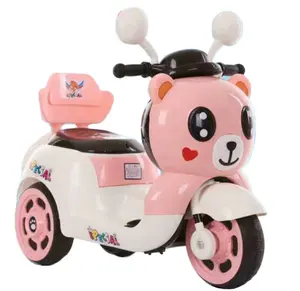 Net rosso dell'orso dei bambini motociclo elettrico triciclo ricaricabile della ragazza giocattolo auto 1-6 anni di età può sedersi ragazzo passeggino