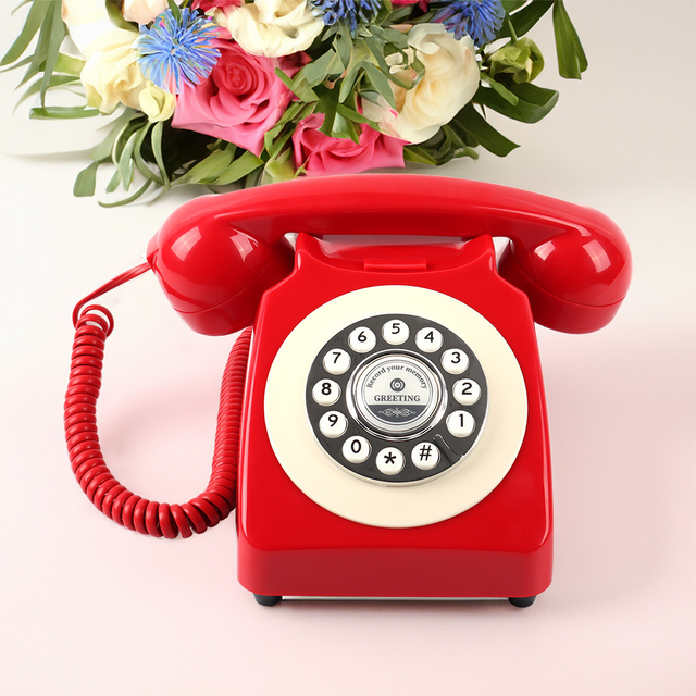 Vintage Retro Telephone for Weddings Wired Corded Guestbook Phone with Audio Recording for Weddings & Special Events