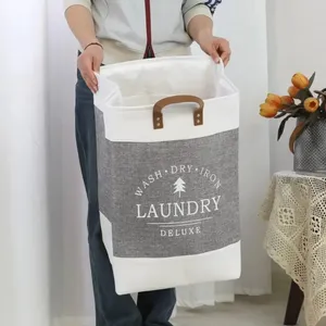 Sac à linge en coton, fourre-tout réutilisable pour vêtements sales, organisateur de rangement pour la maison, la chambre et la buanderie, pour un tri pratique - Product Image 2