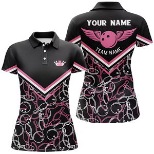 Chemises personnalisées pour hommes, anti-rides, imprimées par sublimation, manches courtes, sublimation intégrale, séchage rapide, respirantes, pour club de bowling - Product Image 1