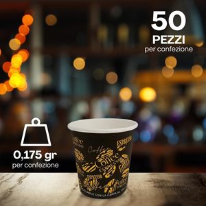 Gobelets à café en papier noir 90 ml, gobelets à expresso biodégradables avec graphismes Chicco Caff - Product Image 3