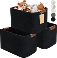 Panier de rangement en corde tressée écologique, lot de 3, légers et portables, pliables, 100% coton, pour vêtements et literie