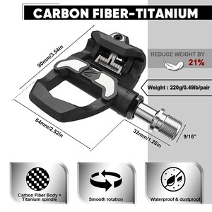 Pédales de vélo de route OEM/ODM BUCKLOS Pédales autobloquantes à clip en fibre de carbone/titane pour pédales de vélo <span class=keywords><strong>KEO</strong></span> avec crampons - Product Image 4