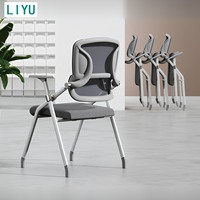 Chaise de formation exécutive contemporaine LIYU, dossier ergonomique en maille, siège en tissu, hauteur réglable, mobilier de bureau empilable, vente en gros