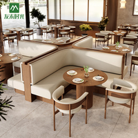 Meubles en bois incurvés semi-circulaires de restaurant occidental moderne Tables de cabine de canapé Chaises durables écologiques pour les restaurants