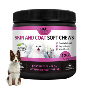 Piel y abrigo natural para perros y gatos, masticables con aceite de pescado, Omega 3, biotina y vitamina E para pieles brillantes, piel saludable y reducción del desprendimiento - Product Image 1