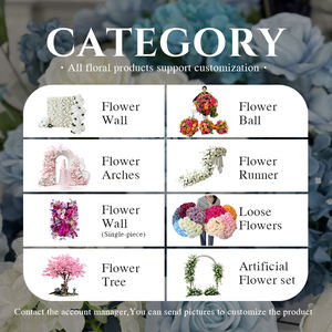 Colore blu abbinamento fiori artificiali di seta grande rosa di ortensie per bebè centenario banchetto di fidanzamento di nozze - Product Image 5