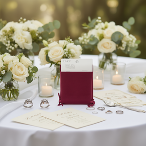 Borsa in Velluto 10x13 Cm Bordeaux 2 Pezzi - Product Image 2