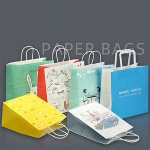 Sacs en papier kraft personnalisés en gros pour emballage alimentaire à emporter, impression de logo pour pâtisseries, thé au lait, cadeaux et autres promotions - Product Image 2