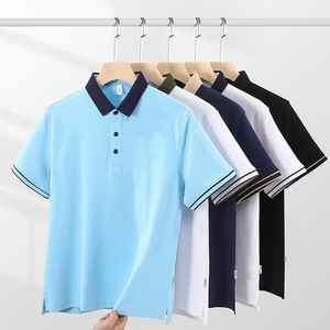 เสื้อโปโลบล็อกสีสำหรับผู้ชาย ผ้าฝ้าย แขนสั้น L สำหรับใส่ในช่วงฤดูร้อนทุกวัน - Product Image 2