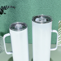 20oz 30oz gobelet droit en acier inoxydable ébauches de sublimation tasse à café à double paroi gobelet droit maigre avec poignée