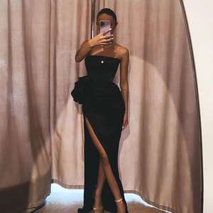 लाल मत्स्यांगना सेक्सी प्रोम कपड़े पहने हुए दाग सेलिब्रिटी कपड़े उच्च पक्ष विभाजित आस्तीन वाली स्ट्रैपलेस औपचारिक गाउन - Product Image 4