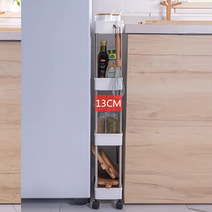 La Esquina de cocina estrecha de plástico de cuatro capas ahorra espacio estante de plástico desmontable con ruedas - Product Image 6