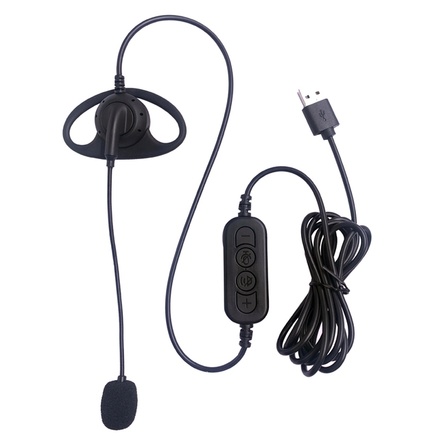 Customizable Tour Guide Monaural Earhook In-Ear Headset with Microphone Noise-Canceling Single Headset