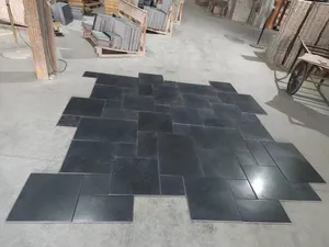 Natural Polished Black Bluestone Limestone Tiles Floor For Interior Decoration