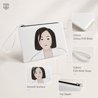 Pochette cosmétique brillante en EVA écologique avec logo personnalisé, étanche, à fermeture éclair, avec dragonne, pour maquillage, idéale pour les boutiques