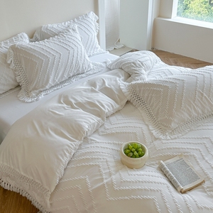 Großhandel Luxus Kühlende Heimtextilien King-<span class=keywords><strong>Size</strong></span>-Set 100% Polyester 4-teilig Einfarbiger Bettbezug Spannbettlaken Bettwäsche-Set für Zuhause - Product Image 4