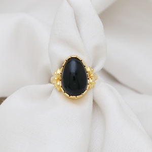 แหวนชุบทองสีดำนิลเครื่องประดับอัญมณีธรรมชาติแหวนดีไซน์แบบวินเทจเครื่องประดับสำหรับผู้ชายและผู้หญิง - Product Image 3