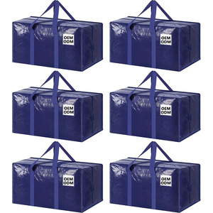 Dark Blue Sturdy Durable Clothes <strong>Storage</strong> <strong>Bags</strong> 6 Pack <strong>Extra</strong> Heavy Duty <strong>Large</strong> Moving <strong>Bags</strong> with Strong Zipper Comfortable Handles - Product Image 1