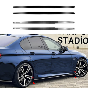 Amp-Z Side Skirts For Bmw 5 Series F10 F11 M Sport 2011-2017 Piano Black Carbon Fiber Texture Matte Finish - Product Image 1