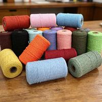Fil de cordon coloré 100% coton de 1 mm, 3 brins torsadés, pour sac au crochet fait main, décoration de boîte cadeau DIY, modèle rond