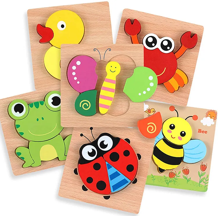 CPC Wholesale Toddlers Educational Learning Animal Plywood Baby Other 3D Wooden Mini 6 Pack Puzzle Toys In Big Sale