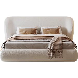 เฟอร์นิเจอร์ห้องนอนไม้หรูหรา เตียงหุ้มเบาะนุ่ม เฟอร์นิเจอร์ห้องนอนคุณภาพสูง ดีไซน์หรูหรา เตียงผ้าขนาดคิงไซส์ - Product Image 5