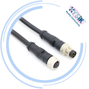 สายต่อแบบมีหัวต่อ M8 ตัวเมีย แบบมุมฉาก ปลายเปิด 3 4 5 8 พิน - Product Image 3