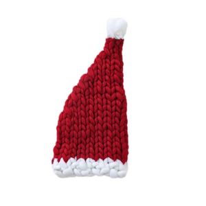 Chapeau de Père Noël en laine épaisse rouge et verte pour Noël, fête du Nouvel An, parent-enfant, adulte, tricot crocheté - Product Image 4