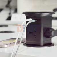 Enchufe de Elevación neumática, toma de corriente Universal oculta, Isla de cocina, oficina, escritorio, enchufe emergente con cargador inalámbrico de 15W