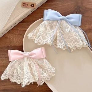 Falda romántica de encaje francés para niñas con lazo y pinza para el pelo, elegante pinza grande para el cabello en la parte posterior de la cabeza, accesorio de alta gama. - Product Image 3