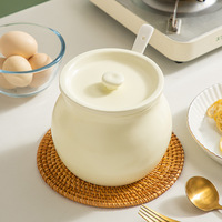 Vente en gros de nouveaux récipients en céramique pour aliments solides, contenants personnalisés pour le miel, les épices, les pots à sel avec couvercle et cuillère