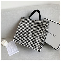Sac fourre-tout en toile B&Y grande capacité à motif zèbre, pied-de-poule, léopard et vague, sac bandoulière léger avec support pour ordinateur portable A4, toutes saisons