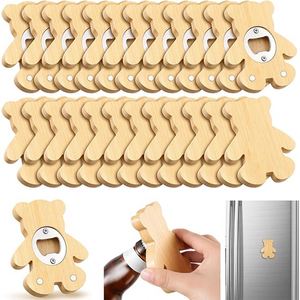 Abridor de Botellas Magnético de Bambú con Forma de Oso de 2.5 Pulgadas, Recuerdos para Baby Shower, Recuerdos para Invitados de Baby Shower, Recuerdos para Bodas - Product Image 1
