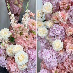 Arco de flores artificiales de color rosa intenso, conjunto de decoración floral para el fondo del lugar de la boda. - Product Image 4