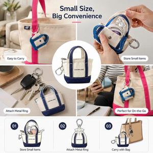 Porte-clés mini sac fourre-tout personnalisable avec logo, breloque décorative multifonction pour clé de voiture, accessoire pour sac quotidien, cadeau - Product Image 3