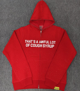 Sweat à capuche en coton 100% de qualité supérieure avec strass, style streetwear épais pour homme - Sweat à capuche pour homme avec motif 'THAT'S a AWFUL LOT of COUGH SYRUP' - Product Image 2