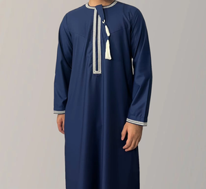 Premium Embroidery <strong>Men</strong> <strong>Thobe</strong> with Tassel Saudi Style Arabic Robe Islamic Clothing for <strong>Men</strong> Traditional Omani Kandura Jalabiya - Product Image 5