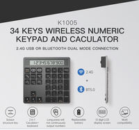 Clavier Calculatrice 2-en-1 Bluetooth 2.4G USB Sans Fil, Clavier Numérique pour Ordinateurs Portables et PC