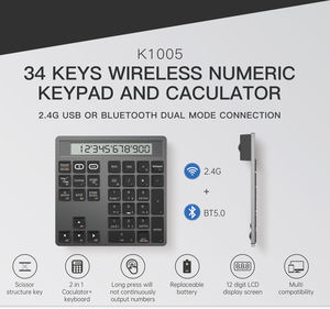 2 in 1 Keyboard Calculator Bluetooth 2.4G USB Wireless Numeric Keypad Teclado Numeric Keypad for Laptops <b>PC</b> Computers - Product Image 5