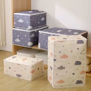 Clothing Organizer <b>Storage</b> Bag Rectangle Large Capacity Dustproof <b>Wardrobe</b> Bedroom Use Off White Navy Blue - Product Image 4