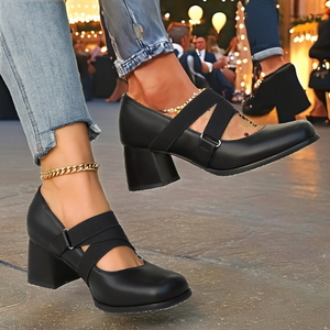 Nouvelles sandales Mary Jane rétro à bout carré pour femme, printemps-été, à enfiler, talons très hauts, résistantes à l'usure, respirantes, rehaussantes - Product Image 2