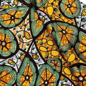 SatinWax en stock – Tissu <span class=keywords><strong>satin</strong></span>é avec finition scintillante, <span class=keywords><strong>satin</strong></span> de coton pailleté/métallisé <span class=keywords><strong>vert</strong></span>-orange, pagne Ankara, textiles africains - Product Image 2