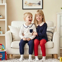 Ensemble tunique et leggings de Noël pour bébé fille, chemises à col ric-rac personnalisées pour petite fille, pantalons assortis, tenue en coton rouge pour enfant garçon